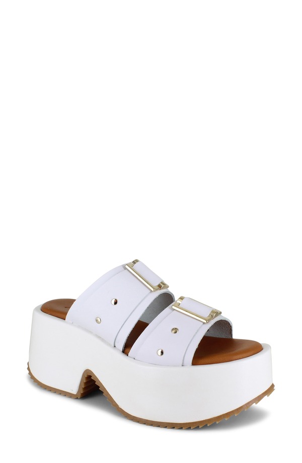 ジジ レディース シューズ ヒール プラットフォーム サンダル ZIGI Fanela Platform Slide Sandal White Leather ホワイト｜ReVida 店