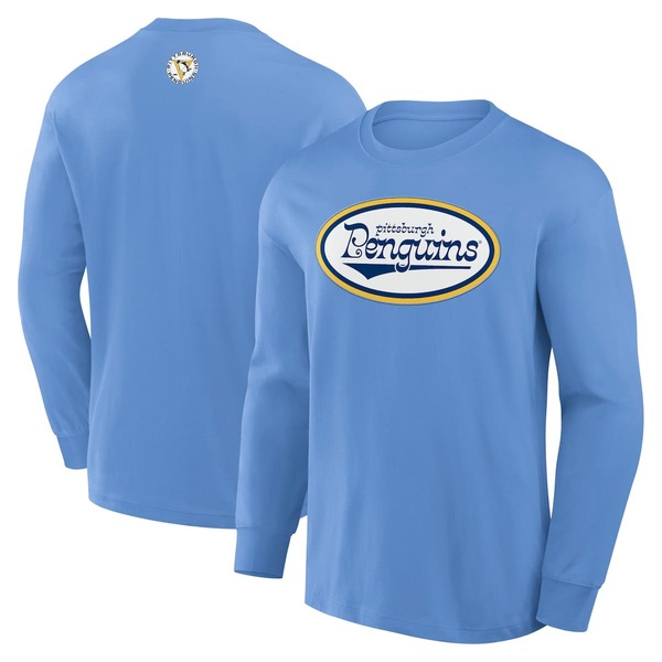 ファナティクス メンズ トップス プルオーバー ヴィンテージ Men\u0027s Fanatics Light Blue Pittsburgh Penguins Vintage Rewind Long Sleeve T-Shirt Light Blue 青色