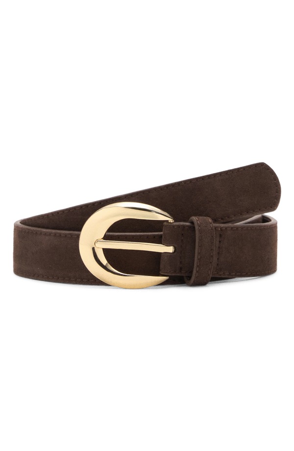 マンゴ レディース アクセサリー ベルト スエード MANGOval Buckle Suede Belt Chocolate チョコレート