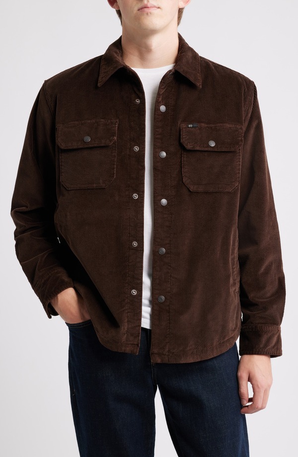 エージー メンズ アウター ジャケット・ブルゾン コーデュロイ シャツ AG Elias Corduroy Shirt Jacket with Faux Shearling Lining Raw Umber
