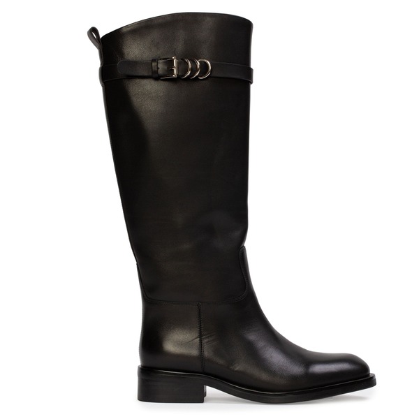 ブラックスエードスタジオ レディース シューズ ブーツ・レインブーツ なめし革 BLACK SUEDE STUDIO Ashley Leather Boot Black Leather 黒いこと