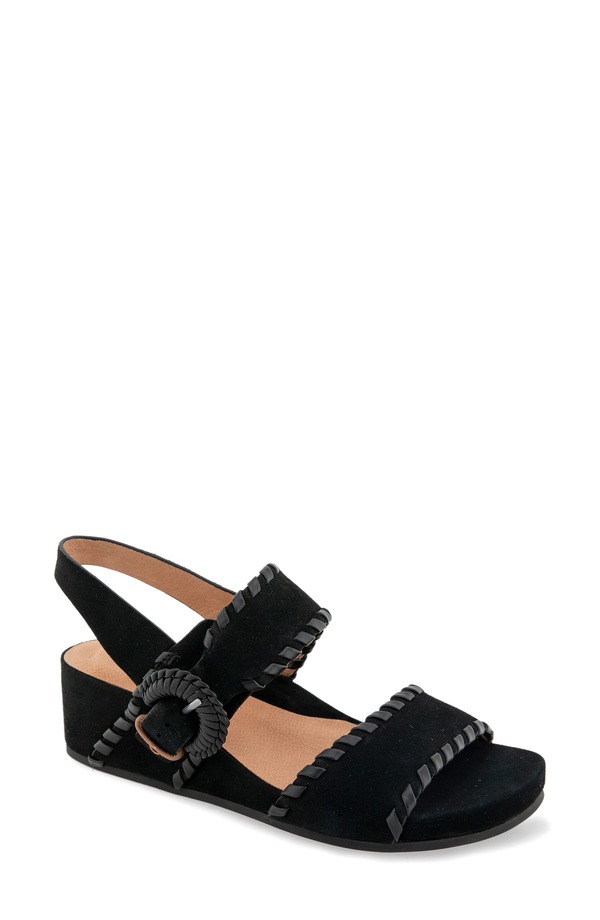 ジェントルソウルズ レディース シューズ ヒール サンダル Gentle Souls Gayle Slingback Wedge Sandal Black Suede ブラック