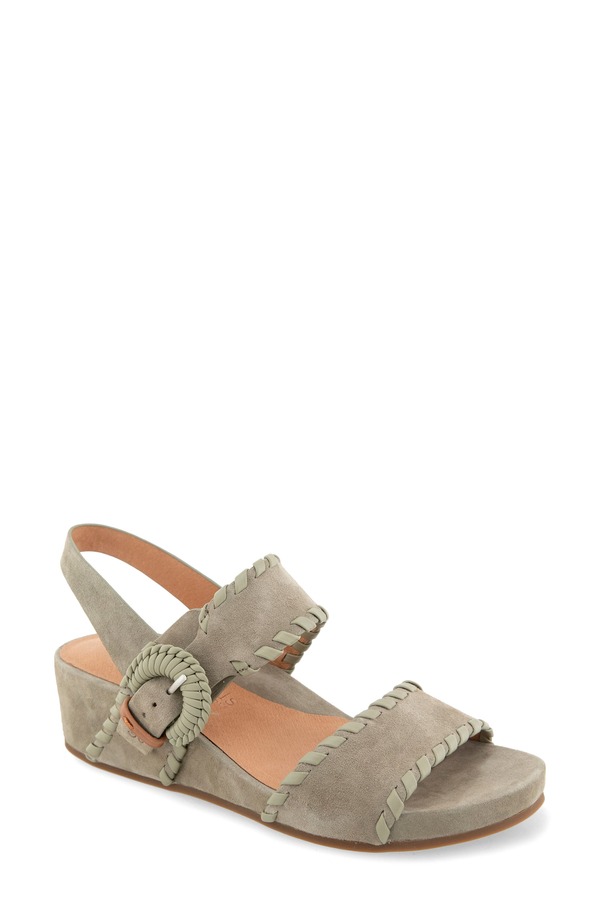 ジェントルソウルズ レディース シューズ ヒール サンダル Gentle Souls Gayle Slingback Wedge Sandal Silver Sage Suede セージ