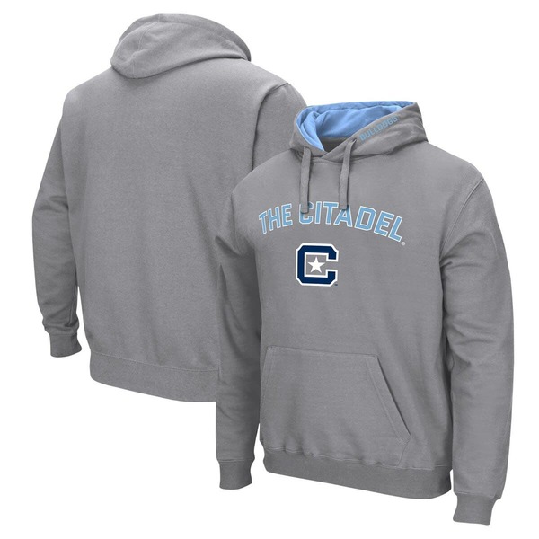 コロシアム メンズ アウター パーカー・スウェット ロゴ Men Colosseum Gray Citadel Bulldogs Arch \u0026 Logo Pullover Hoodie Gray グレー