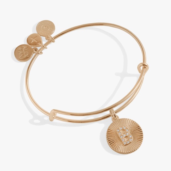 アレックスアンドアニ レディース アクセサリー ブレスレット・バングル・アンクレット Alex and Ani Pave Starburstexture Initial Bangle Bracelet Gold - B ゴールド