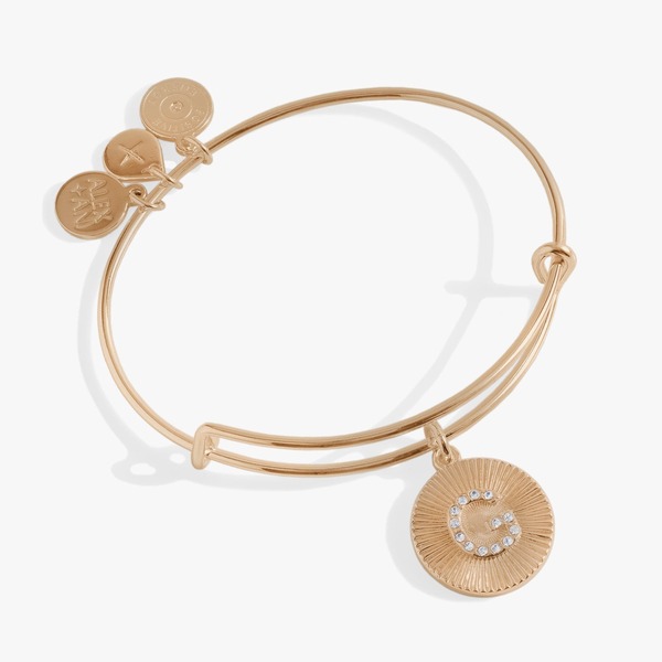 アレックスアンドアニ レディース アクセサリー ブレスレット・バングル・アンクレット Alex and Ani Pave Starburstexture Initial Bangle Bracelet Gold - G ゴールド