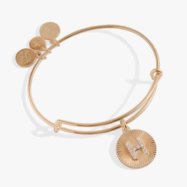 アレックスアンドアニ レディース アクセサリー ブレスレット・バングル・アンクレット Alex and Ani Pave Starburstexture Initial Bangle Bracelet Gold - H ゴールド