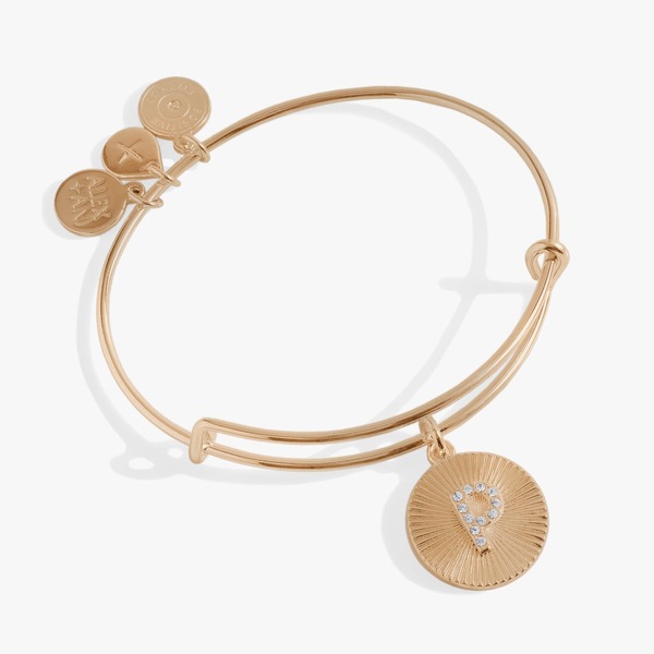 アレックスアンドアニ レディース アクセサリー ブレスレット・バングル・アンクレット Alex and Ani Pave Starburstexture Initial Bangle Bracelet Gold - P ゴールド