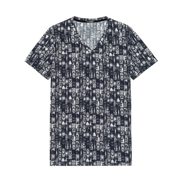 ホム メンズ トップス Tシャツ Vネック HOM Rockcity Tee-Shirt V Neck Dark Grey Print グレー|ReVida 店