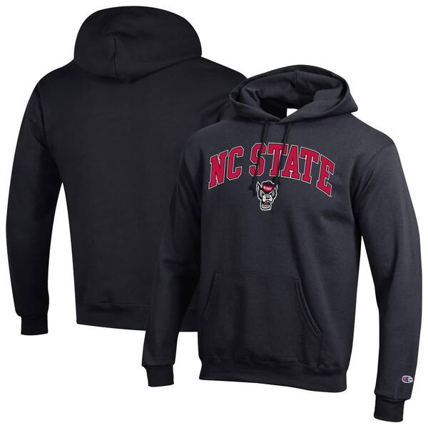 チャンピオン メンズ アウター パーカー・スウェット ロゴ フリース Men'sChampion Black NC State Wolfpack Arched Logo Fleece Pullover Hoodie Black ブラック