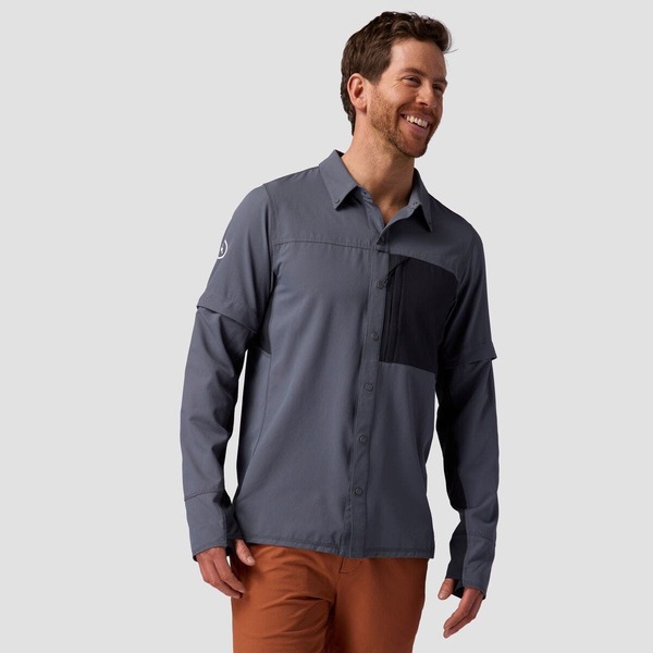 バックカントリー メンズ トップス シャツ Backcountry Tahoe Woven Convertible Snap-Up Shirt - Men's Turbulence/Black ブラック
