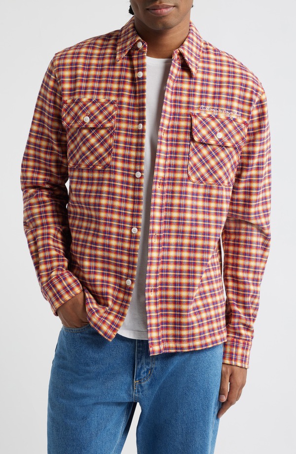 ビリオネアボーイズクラブ メンズ トップス プルオーバー 刺しゅう Billionaire Boys Club Skylinembroidered Plaid Button-Up Shirt Red 赤いこと