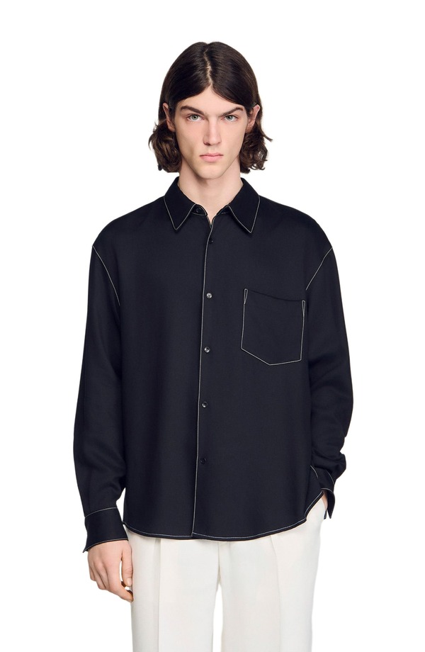 サンドロ メンズ トップス シャツ SANDRO Loose-fit shirt Black ブラック