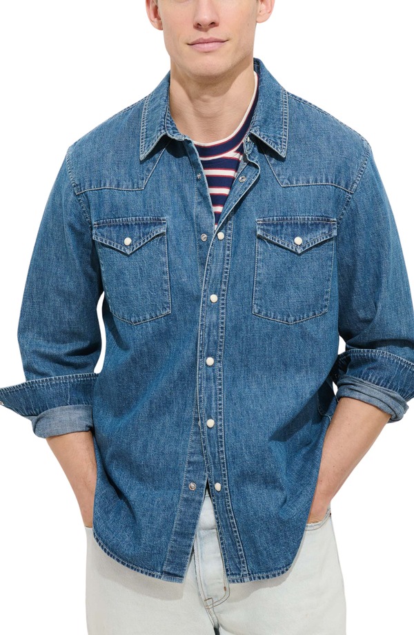 アレックスミル メンズ トップス シャツ デニム Alex Mill Jackson Denim Western Snap-Up Shirt Vintage Wash デニム