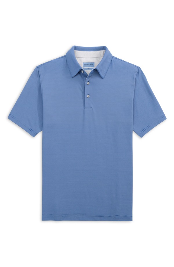 スコットバーバー メンズ トップス ポロシャツ Scott Barber Micro Stripe Polo Regal ストライプ