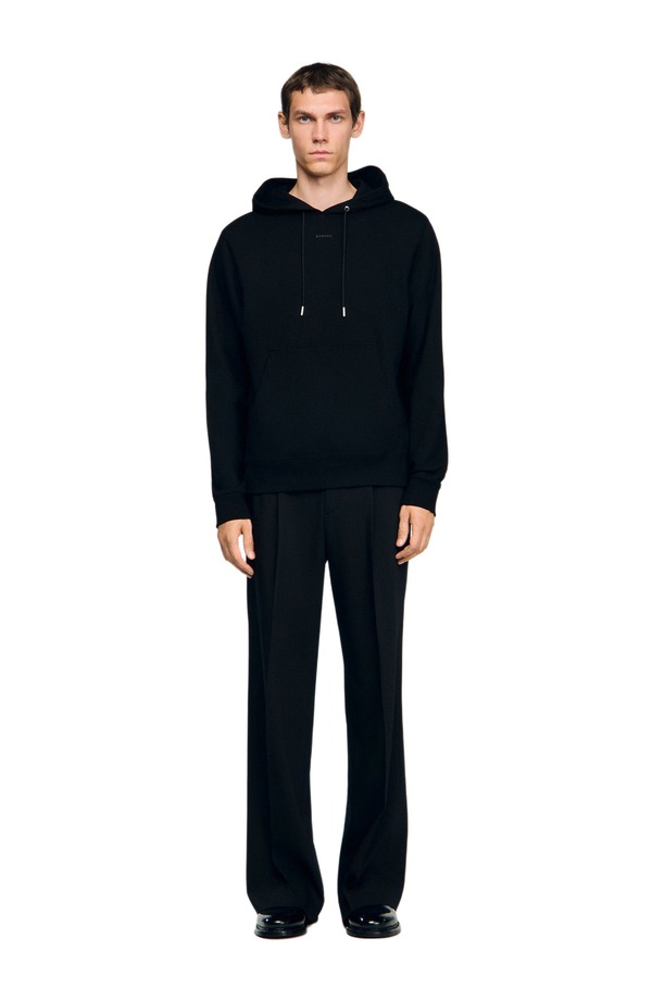 サンドロ メンズ アウター パーカー・スウェット ロゴ SANDRO Logo hoodie Black ブラック