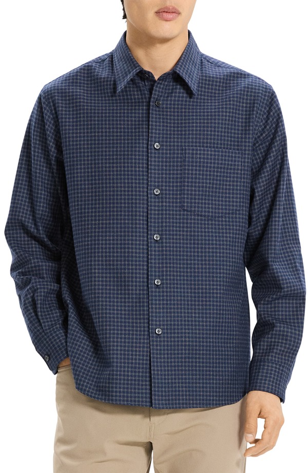 セオリー メンズ トップス シャツ コットン Theory Weekend Woods Check Cotton Button-Up Shirt Baltic Multi - Zci マルチカラー