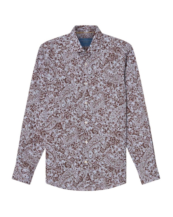 ロバート タルボット メンズ トップス シャツ フラワー柄 プリント フラワー Robertalbott Reynolds Floral Paisley Print Shirt Brown Multi ブラウン