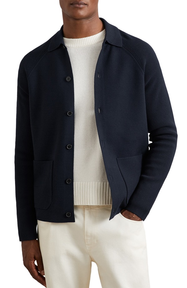 レイス メンズ アウター パーカー・スウェット カーディガン Reiss Fitzgerald Collared Cardiganavy Blue ネイビー