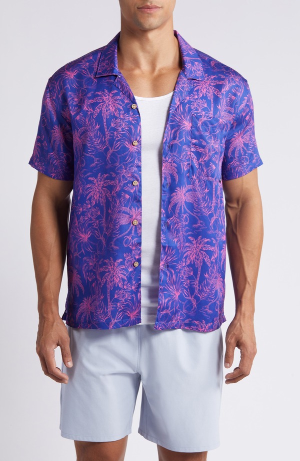 ボーディーズ メンズ トップス シャツ プリント Boardies Palms Print Camp Shirt Blue ブルー｜ReVida 店