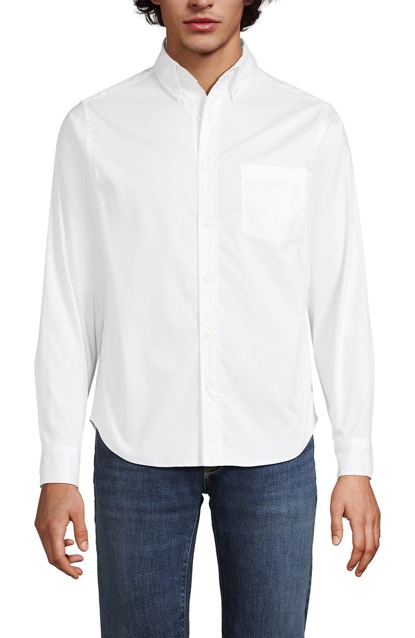 ランズエンド メンズ トップス シャツ Lands' End Traditional Fit Long Sleeve Travel Kit Shirt White ホワイト