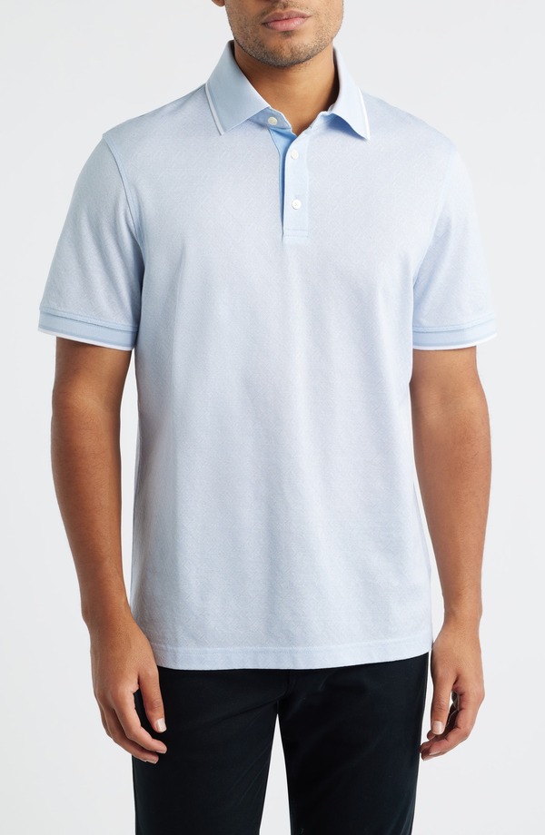 ブガッチ メンズ トップス ポロシャツ コットン Bugatchi Diamond Piqu Cotton Polo Ice