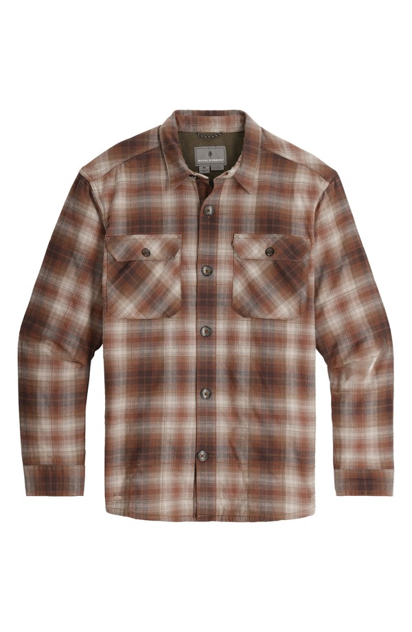ロイヤルロビンズ メンズ トップス シャツ キャップ フリース ROYAL ROBBINSnowcaplaid Fleece Lined Shirt Seal Brown Plaid ブラウン｜ReVida 店