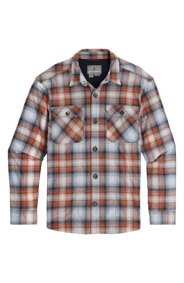 ロイヤルロビンズ メンズ トップス シャツ キャップ フリース ROYAL ROBBINSnowcaplaid Fleece Lined Shirt Steel Blue Plaid ブルー｜ReVida 店