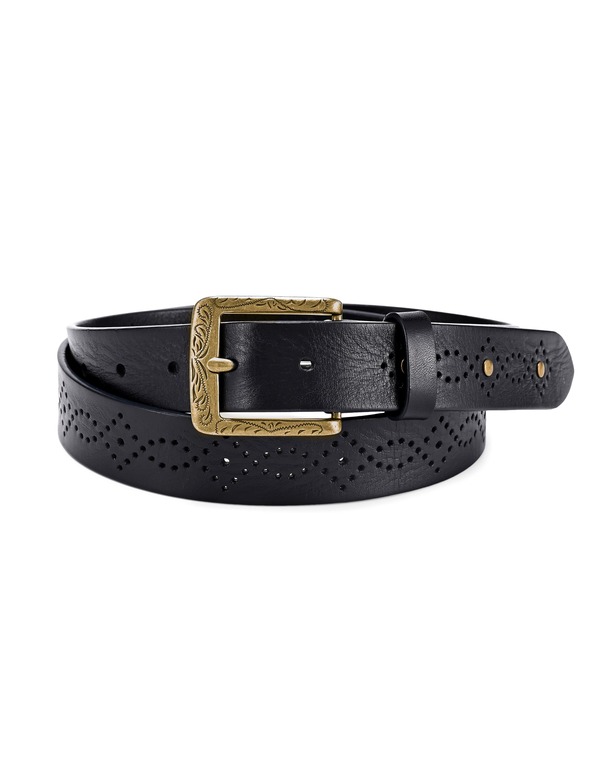 オールドトレンド レディース アクセサリー ベルト フラワー柄 レザー フラワー OLD TRENDaisy Genuine Leather Perforated Floral Detail Belt Black ブラック