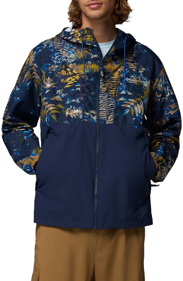コロンビア メンズ アウター 上衣・上衣 刷り上げる Columbia Spire Valley Print Waterepellent Windbreaker Mountain Blue Geofern/ Navy 米国海軍
