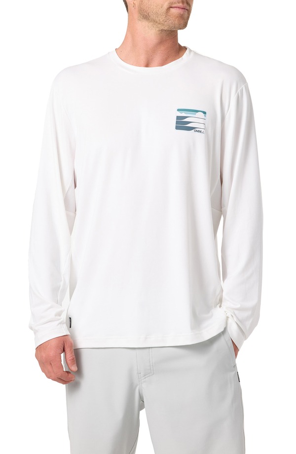オニール メンズ トップス Tシャツ グラフィック O'Neill Dawn Long Sleeve Performance Graphic T-Shirt White ホワイト