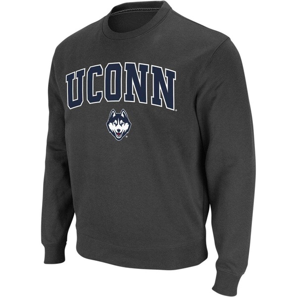 コロシアム メンズ アウター パーカー・スウェット クルーネック シャツ ロゴ Men Colosseum Charcoal UConn Huskies Arch \u0026 Logo Crew Neck Sweatshirt Charcoal チャコール