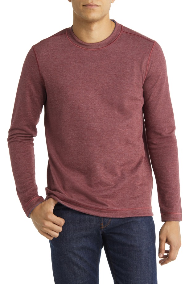 ジョンストンアンドマーフィー メンズ アウター パーカー・スウェット スウェーター 綿織物 Johnston \u0026 Murphy Men\u0027s Reversible Cotton \u0026 Modal Blend Sweater Berry/ Blue 青み