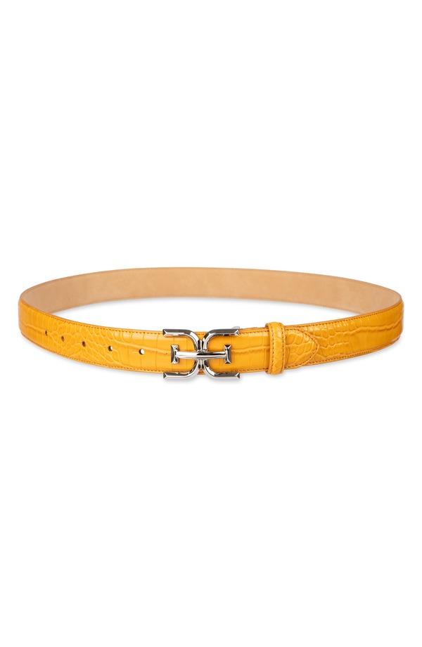 サムエデルマン レディース アクセサリー ベルト ロゴ Sam Edelman Logo Buckle Belt Mustard Croc マスタード