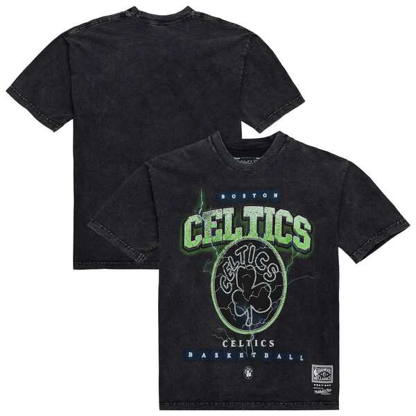 ミッチェル&ネス レディース トップス Tシャツ ヴィンテージ Unisex Mitchell & Ness Black Boston Celtics Hardwood Classics Vintage Voltage Premium Heavyweight-Shirt Black ブラック|ReVida 店