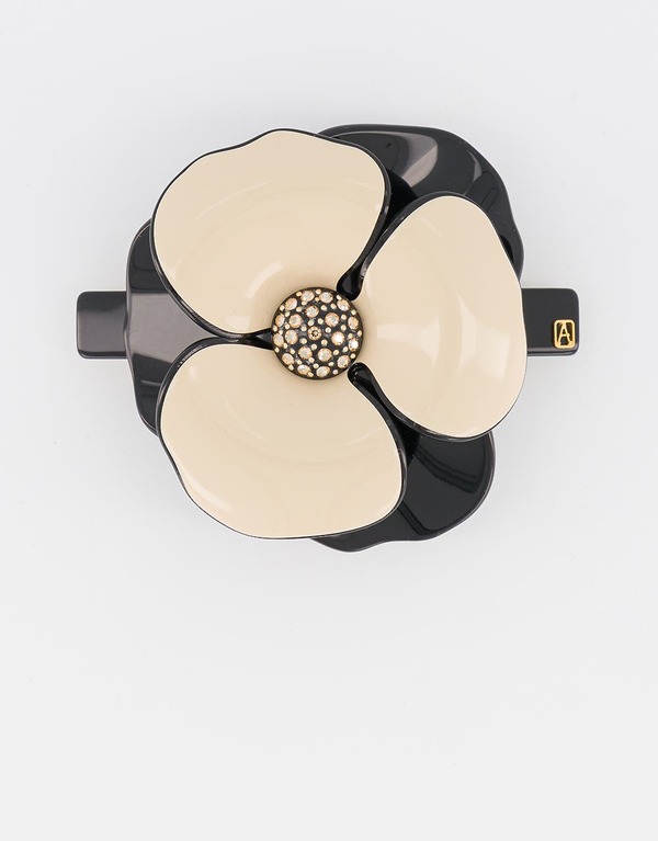 アレクサンドルドゥパリ レディース アクセサリー Alexandre de Paris Cameliacetate barette Beige And Black ブラック 27,820円