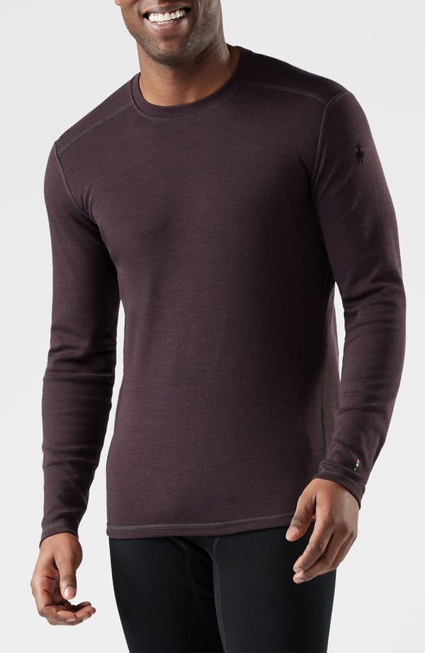 かっこ良い羊毛 メンズ トップス プルオーバー 労働者の一団素っ首 Smartwool Merino Base Layer Crewneck Long Sleeve Shirt Mink Heather ギョリュウモドキ