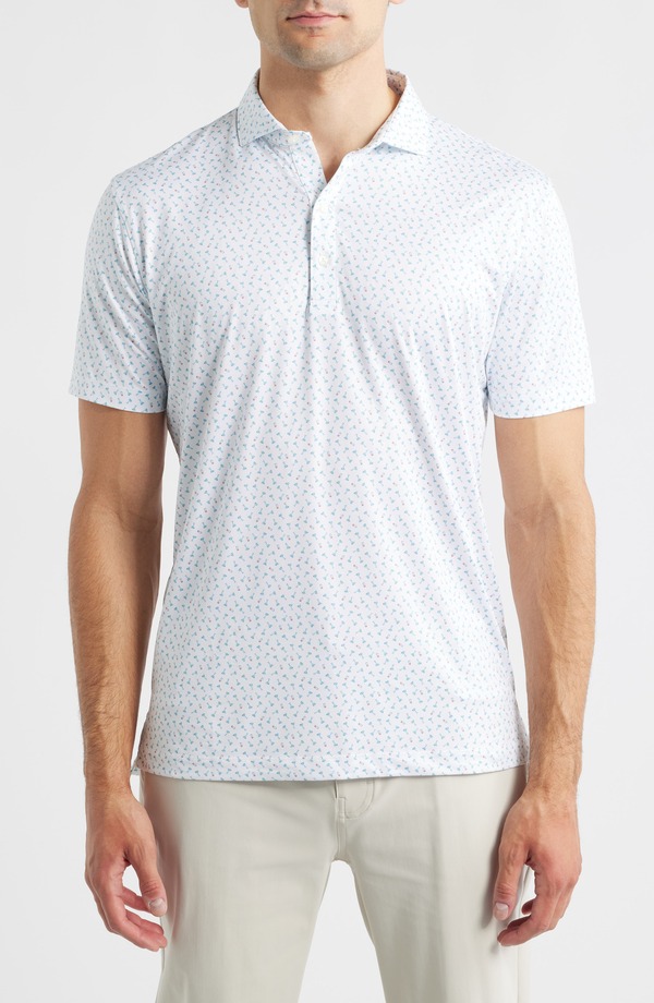 ジョニー オー メンズ トップス プルオーバー 刷り上げる johnnie-O Tini Dancer Martini Print Featherweight Performance Polo White 白いこと カジュアルシャツ-メンズファッション