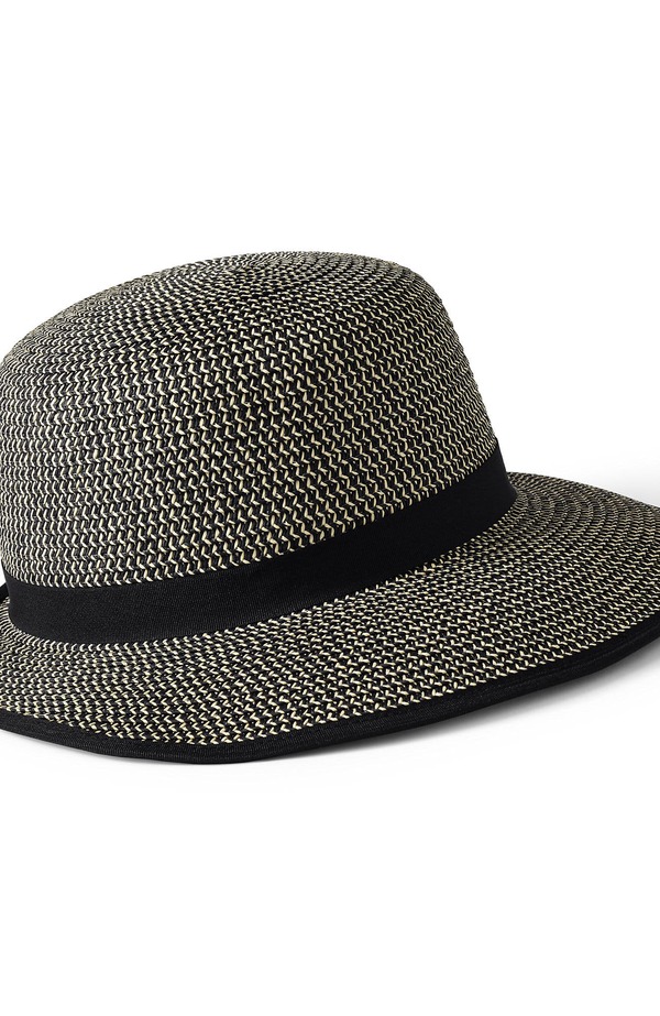 ランズ挙げ句の果て レディース 佩び物 かぶり笠 Lands\u0027 End Facesaver Sun Hat Black/Natural 黒いこと