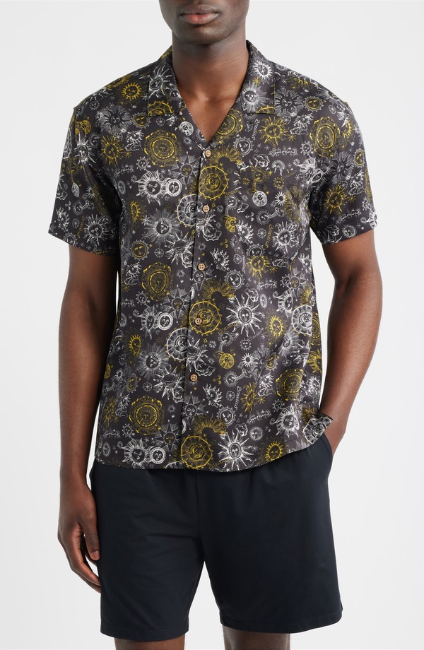 ボーディーズ メンズ トップス シャツ プリント Boardiesun Print Camp Shirt Black ブラック｜ReVida 店