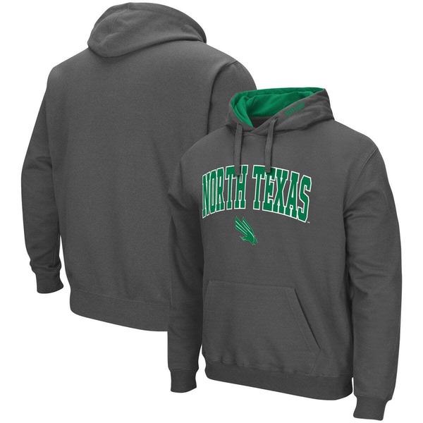 コロシアム メンズ アウター パーカー・スウェット ロゴ Men's Colosseum Charcoal North Texas Mean Green Arch and Logo Pullover Hoodie Charcoal チャコール|ReVida 店