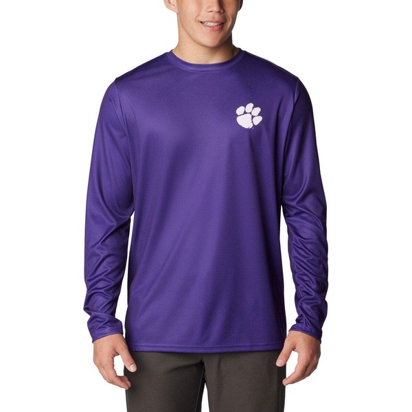コロンビア メンズ トップス プルオーバー Men\u0027s Columbia Purple Clemson Tigers Terminal Shot Omni-Shade Long Sleeve T-Shirt Purple パープル