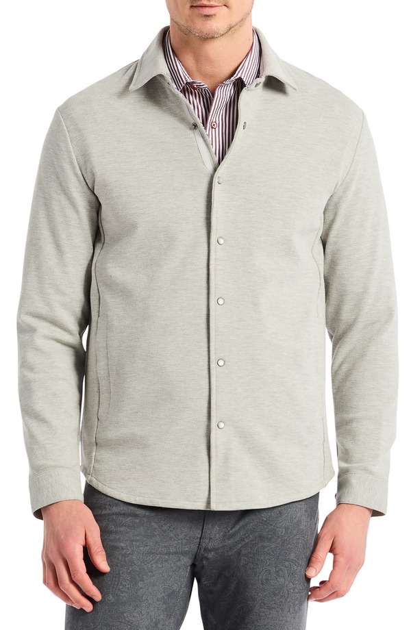 ロバートグラハム メンズ アウター ジャケット・ブルゾン シャツ ニット Robert Graham Kellan Knit Snap-Up Shirt Jacket Light Grey グレー｜ReVida 店