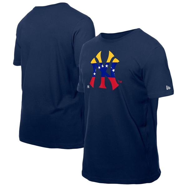 ニューエラ メンズ トップス Tシャツ ロゴ Men's New Era Navy New York Yankees Venezuelan Flag Logo T-Shirt Navy ネイビー|ReVida 店