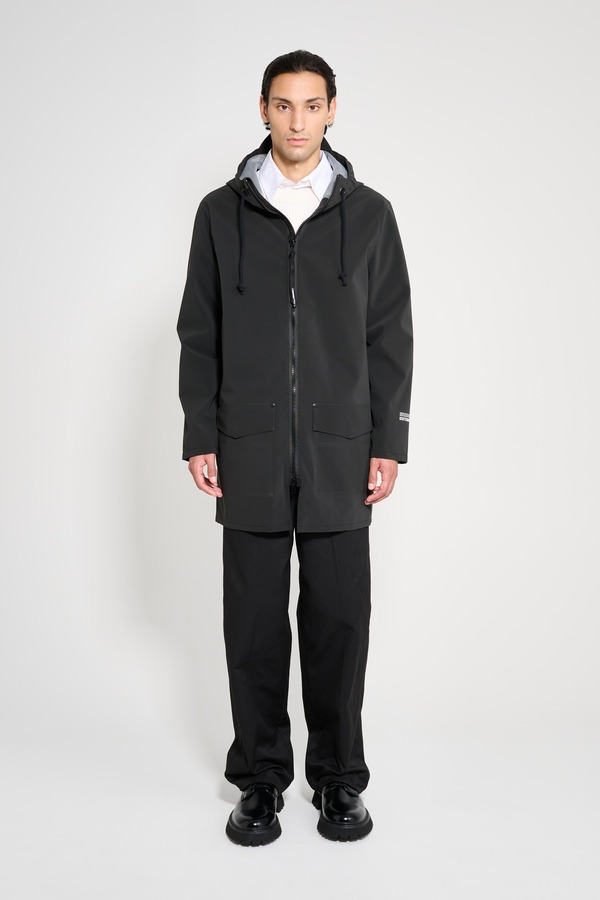 ストゥッテルハイム レディース アウター 上衣・上衣 厚地の外套 Stutterheim Stockholm Patch Matte Raincoat Black 黒いこと レディースファッション-コート・ジャケット