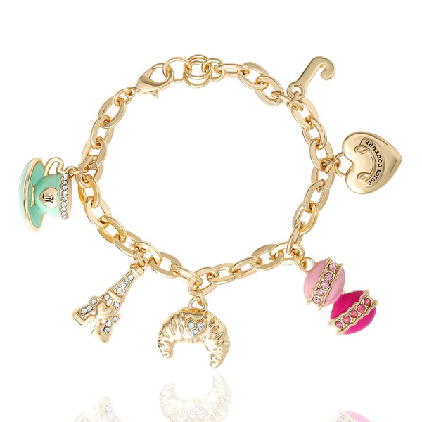 ジューシークチュール レディース アクセサリー ブレスレット・バングル・アンクレット Juicy Couture Paris Travel Charm Bracelet Macaron Croissant Gold Tone ゴールド