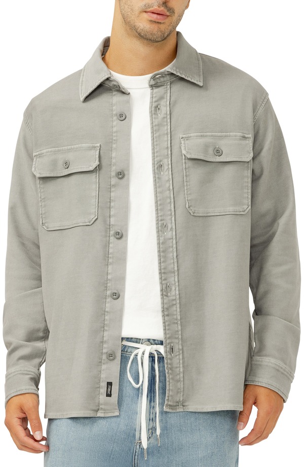 シルバー ジーンズ メンズ アウター ジャケット・ブルゾン シャツ コットン Silver Jeans Co. Field Cotton Blend Button-Up Shirt Jacket Pebble Grey グレー