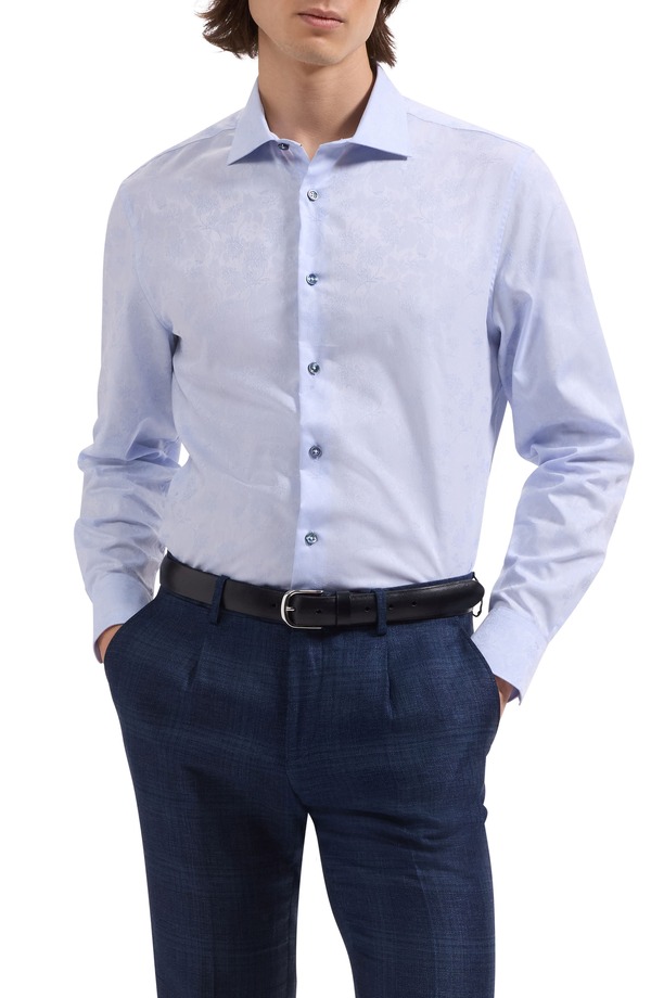 ブガッチ メンズ トップス シャツ フラワー柄 フラワー Bugatchi Axel Shaped Fit Floral Jacquard Button-Up Shirt Sky|ReVida 店