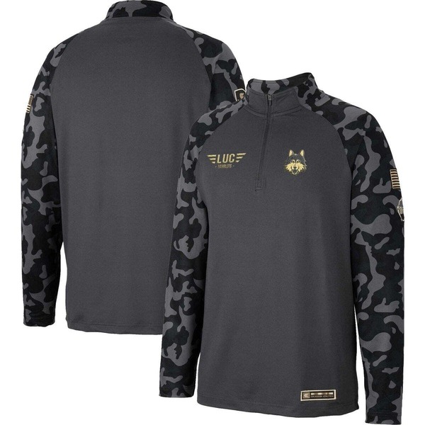 円形劇場 メンズ アウター 上衣・上衣 Men\u0027s Colosseum Charcoaloyola Chicago Ramblers OHT Military Appreciation Long Range Raglan Quarter-Zip Jacket Charcoal 濃灰色