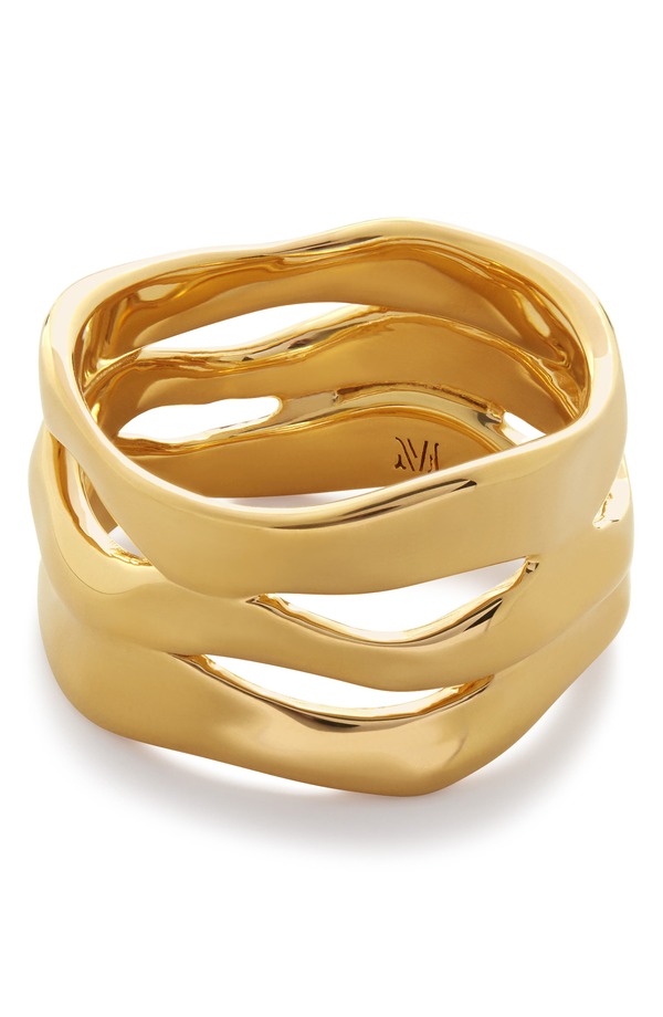 モニカヴィナダー レディース アクセサリー 指輪 Monica Vinader The Wave Triple Band Ring 18Ct Gold Vermeil ゴールド